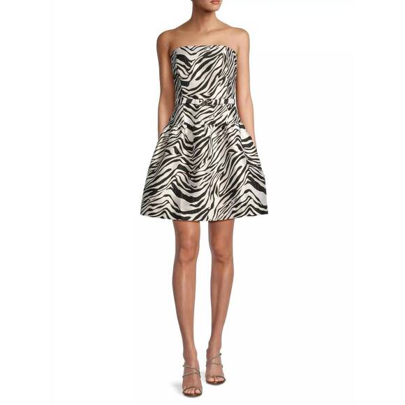 NEW LILLY PULITZER akela strapless jacquard dress in black zebra - Picture 4 of 5